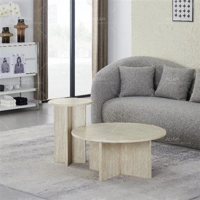 Ümmargune marmorist kohvilauakomplekt